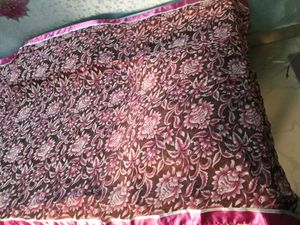 Used SyntheticChiffon MagentaColor LaceBorder Sare
