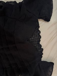 Sheer Black Swiss Dot Top