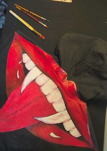 Hand Painted Vampire Lips Hoodie