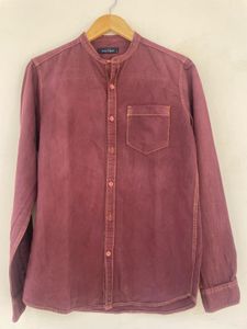 Highlander Maroon Band Collar Shirt