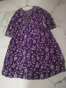 Purple Floral Print Dress
