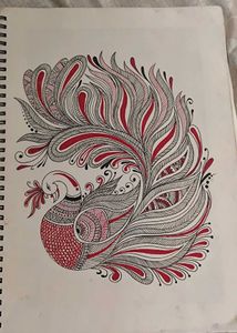 Red Feathered Elegance art piece