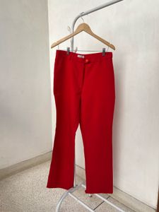 Unisex Red Flared Leg Trousers