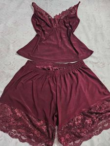 Burgundy Lace Lingerie Set