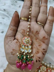 Pink Kundan Pearl Set