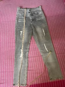 Distressed High-Waisted Jeans
