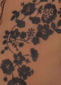Embroidered Brown Midi Dress