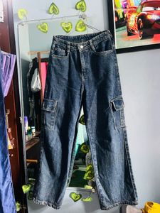 Dark Blue Cargo Denim Jeans