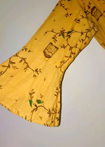Vintage Yellow Birdcage Print Dress
