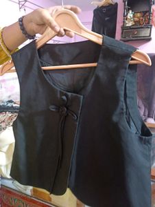 Elegant Black Vest Top Korean Designer Anime