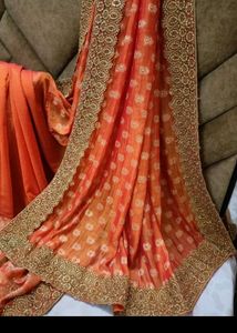 Orange Embellished Saree