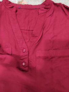Maroon Collar Stylish Women Shirt