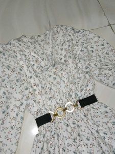 Floral Print Long Sleeve Mini Dress