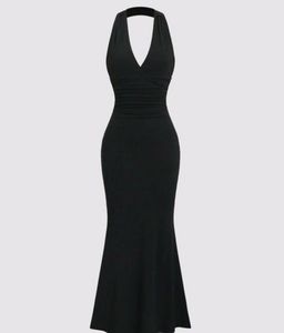 Elegant Black Halter Dress