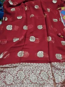 Georgette Saree  With Blouse  Same Sare