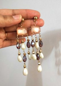 Stone & Pearl Droplet Earrings