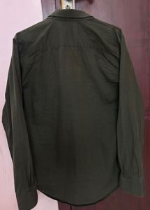 Peter England Olive Green Slim Fit Casual Shirt-M