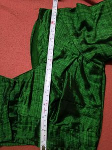 GentlyUsed CottonSilk Saree-RustBlackGreenStripes