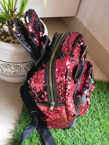 Red Sequin Backpack With 1 Golden/1red Bunny Ears