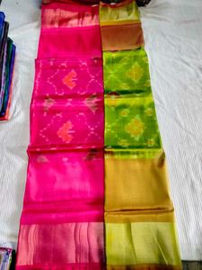 Uppada pattu saree new sare green pink
