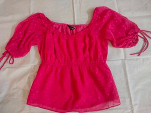 Pink Peplum Top For Women