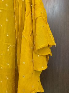 Sequin Embellished Yellow Crop Top And Shrug
