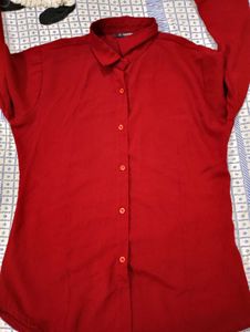 Maroon Button-Up Top