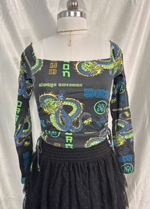 Off Shoulder Dragon Printed Top