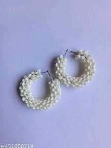 White Hoop Earrings