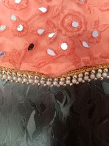 Peach Embellished Lehenga Skirt
