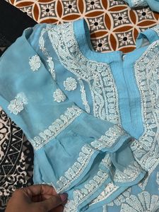 Skyblue Chikenkari