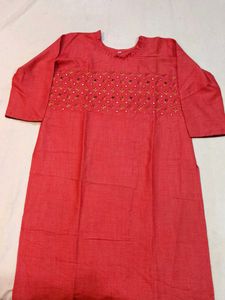 Red Embroidered Kurti