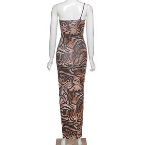 Lepord Print One Shoulder Slit Dress♥️