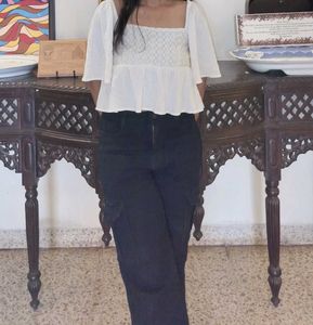 White Flutter Sleeve Top