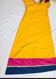 Yellow Embroidered Anarkali Kurti