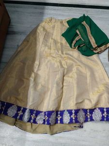 Cream Lehenga Choli With Dupatta