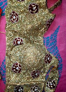 Royal Blue &amp; Gold Embellished Lehenga Set