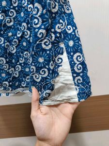 Blue Strap Printed Short Kurti