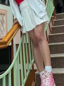 White Pleated Mini Skort