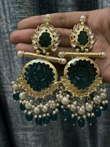 Green Kundan Earrings