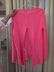 Pink Open Back Long Sleeve Top