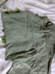 Olive Green Embellished Kurta Set