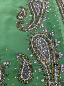 PRICE DROP! Stunner Green Silver Rhinestone Saree