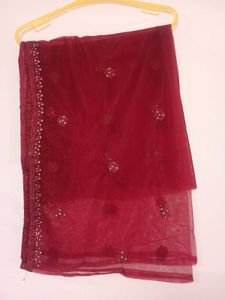 Maroon Bridal Gown with Dupatta