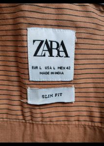 Original Zara Brown Striped Shirt