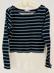 Black And White Lining Crop Top