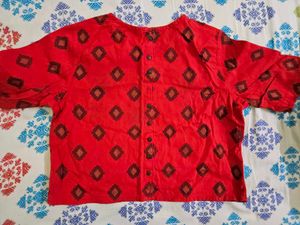 Red Diamond Pattern Crop Top