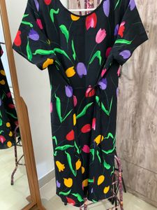 Floral Print Black Dress