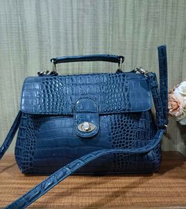Stylish Blue Crocodile 🐊 Print Handbag