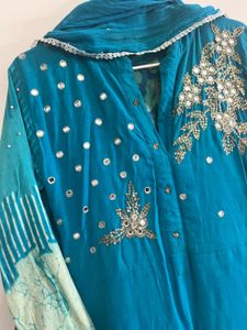 Teal Mirror Embellished Dress